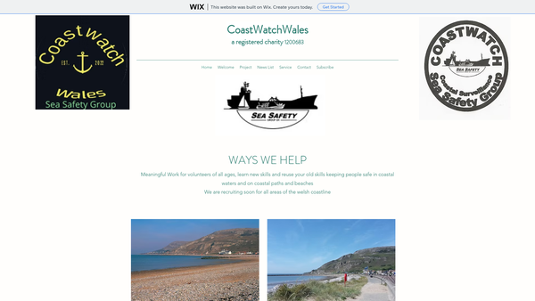 Screenshot of the Coastwatch Wales website