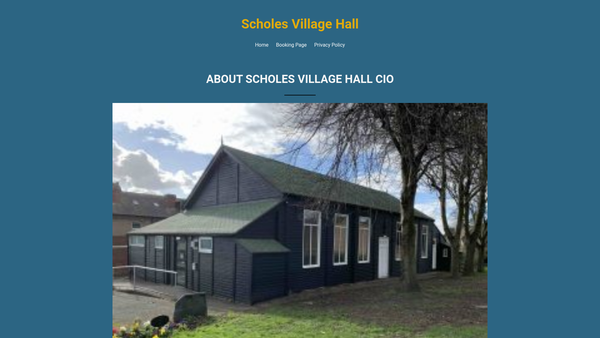 Screenshot of the Scholes Village Hall CIO website