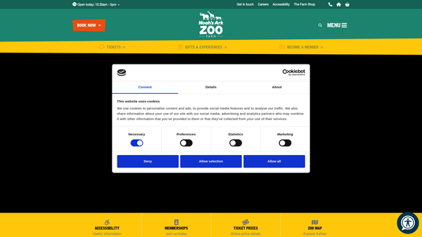 Screenshot of the Noah's Ark Zoo Farm website