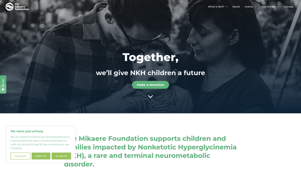 Screenshot of the The Mikaere Foundation website