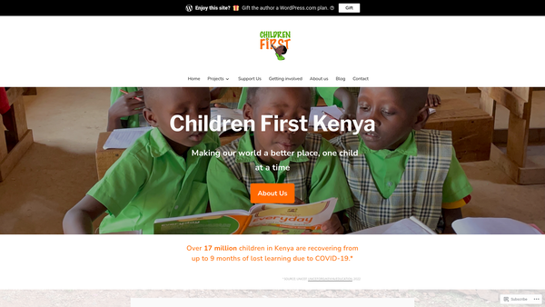 Screenshot of the Children First Kenya website