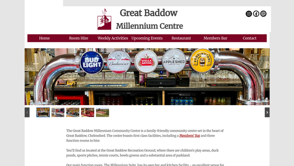 Screenshot of the Great Baddow Millennium Community Centre Trust website