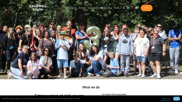 Screenshot of the Caudwell Youth website