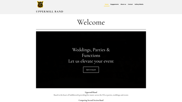 Screenshot of the Uppermill Band website