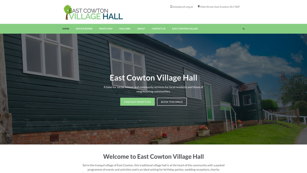 Screenshot of the East Cowton Village Hall CIO website