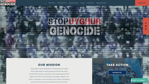 Screenshot of the Stop Uyghur Genocide website