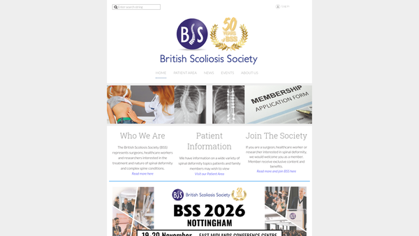 Screenshot of the British Scoliosis Society website