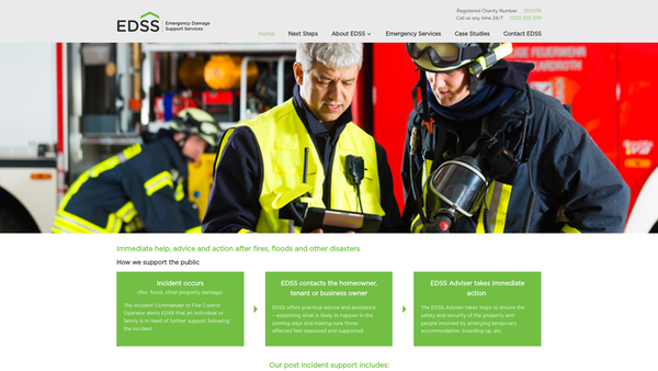 Screenshot of the Emergency Damage Support Services website