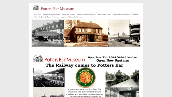 Screenshot of the Potters Bar And District Historical Society website