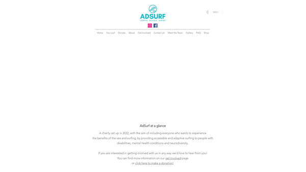 Screenshot of the Adsurf website