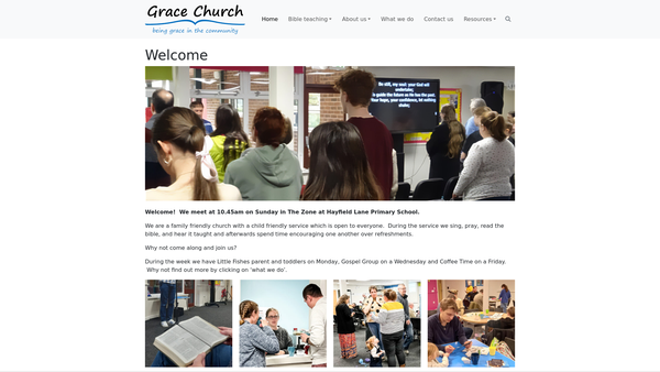 Screenshot of the Grace Church Doncaster website
