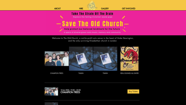 Screenshot of the The Old Church, Stoke Newington website