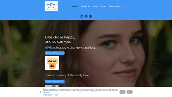 Screenshot of the Ellie's Angels website