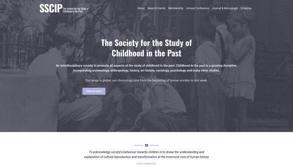 Screenshot of the Society For The Study Of Childhood In The Past website
