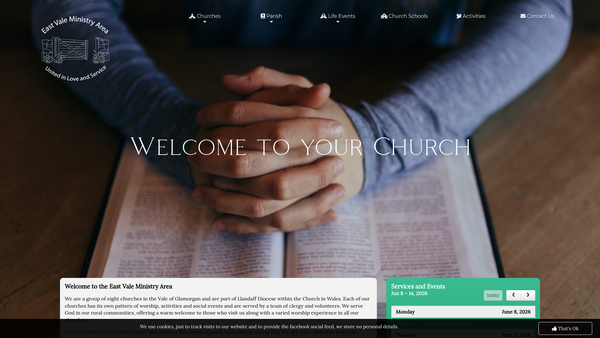 Screenshot of the East Vale Ministry Area website