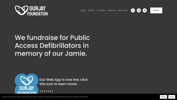 Screenshot of the Ourjay Foundation website