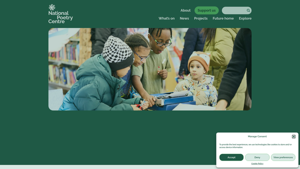 Screenshot of the National Poetry Centre website