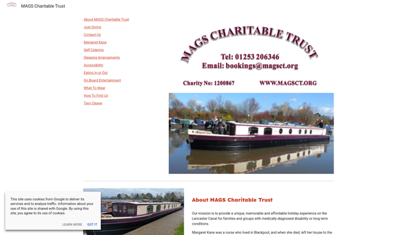 Screenshot of the Mags Charitable Trust website