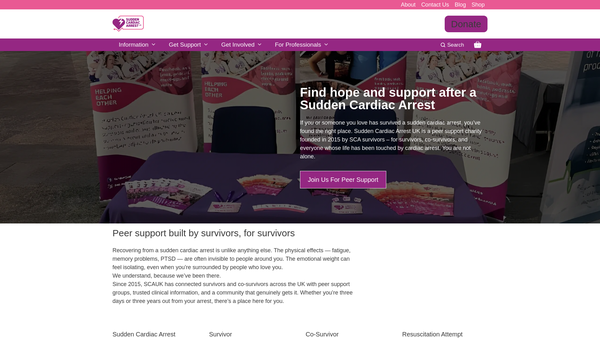 Screenshot of the Sudden Cardiac Arrest UK website