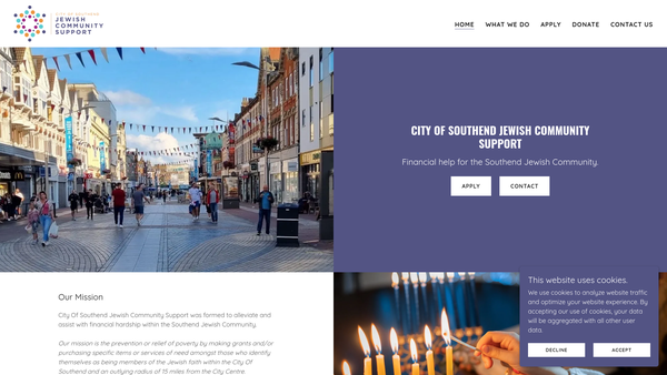 Screenshot of the City Of Southend Jewish Community Support website