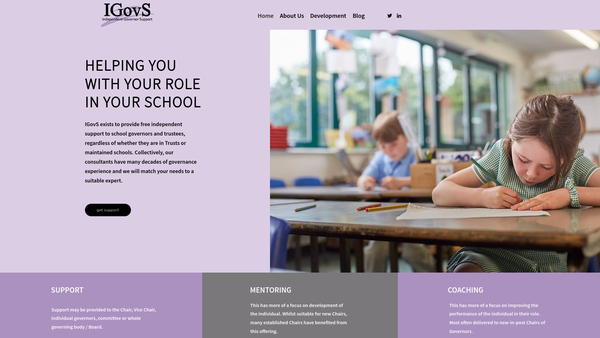 Screenshot of the Independent Governor Support website