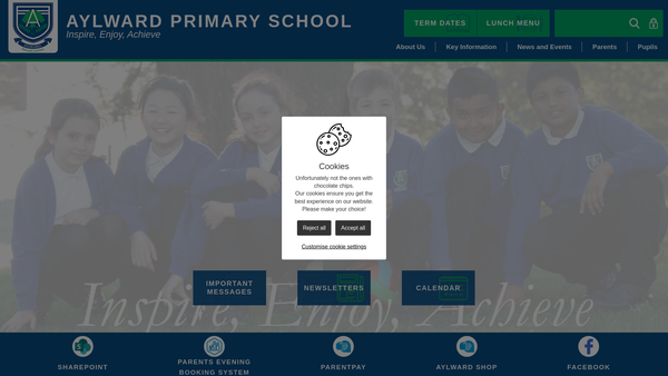 Screenshot of the Friends Of Aylward (Aylward PTFA) website