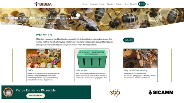 Screenshot of the Bee Improvement & Bee Breeders Association website
