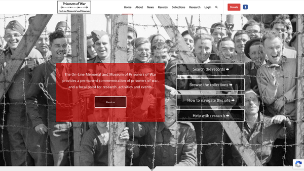 Screenshot of the The Online Memorial And Museum Of Prisoners Of War website