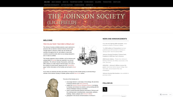 Screenshot of the The Johnson Society website