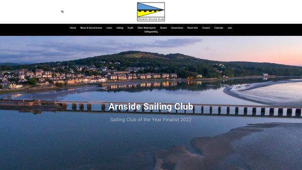 Screenshot of the Arnside Sailing Club website