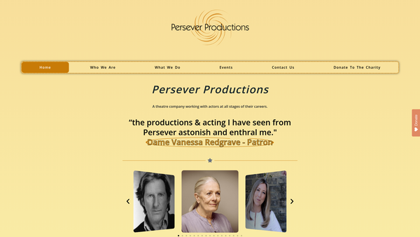Screenshot of the Persever Productions CIO website