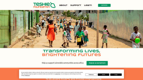 Screenshot of the Teshie Foundation website