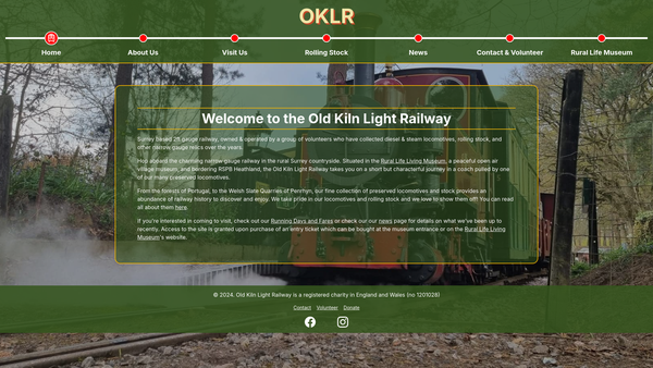 Screenshot of the Old Kiln Light Railway website