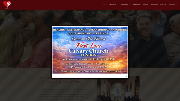 Screenshot of the First Love Calvary Church website