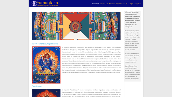 Screenshot of the Yamantaka website