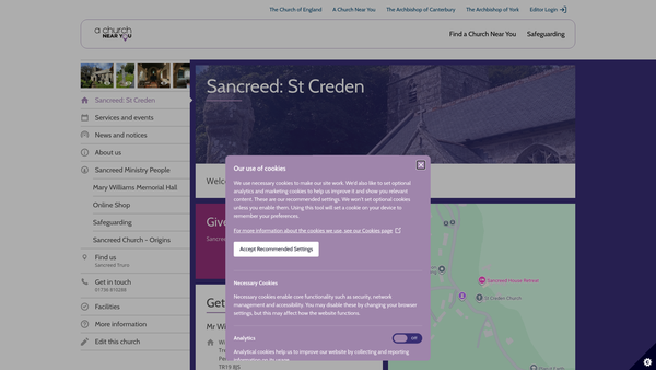 Screenshot of the Sancreed Pcc website