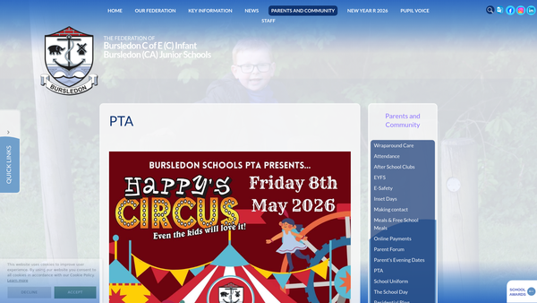 Screenshot of the Bursledon Schools PTA website