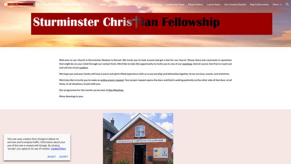 Screenshot of the Sturminster Christian Fellowship website