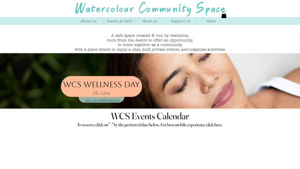 Screenshot of the Watercolour Community Space website