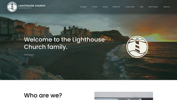 Screenshot of the Lighthouse Church Sidmouth website