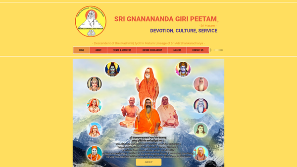 Screenshot of the Sri Gnanananda Giri Peetam website