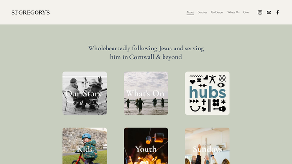 Screenshot of the St Gregory's Church website