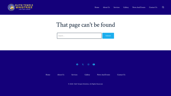 Screenshot of the Faith Temple Ministries website