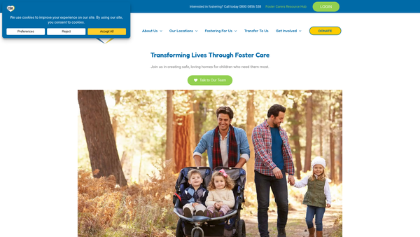 Screenshot of the The Foster Care Charity website