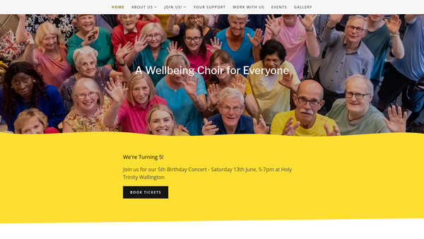 Screenshot of the Sing Out Sutton website