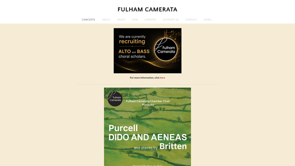 Screenshot of the Fulham Camerata website