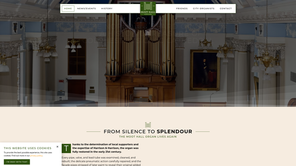 Screenshot of the The Friends Of The Moot Hall Organ website