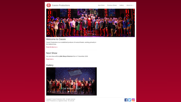 Screenshot of the Cassio Productions website