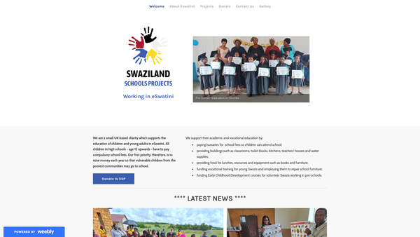 Screenshot of the Swaziland Schools Projects website