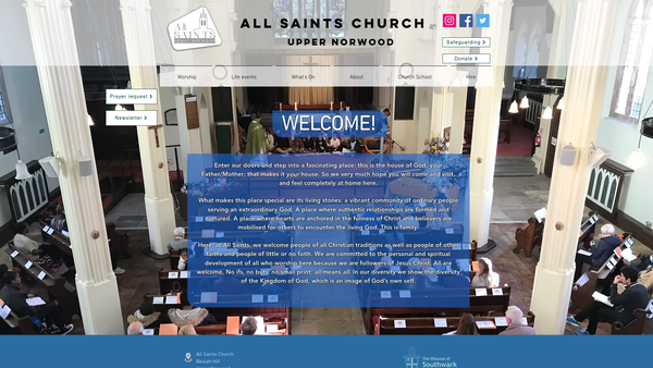 Screenshot of the All Saints With Saint Margaret, Upper Norwood website